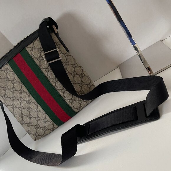 GUCCI Logo GG Pattern Crossbody Shoulder Bag PVC Canvas Webline (155731) - Picture 11 of 11